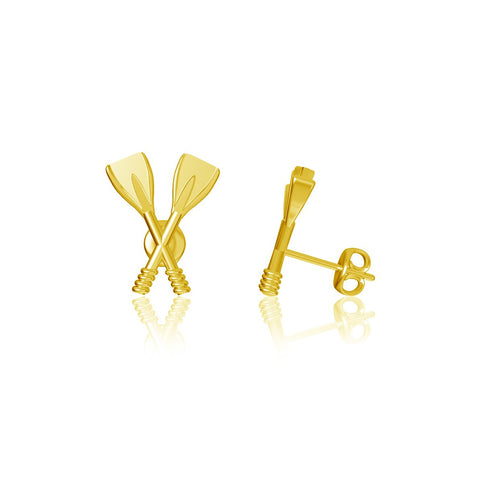 Crew Rowing Post Earrings - Gold Plated