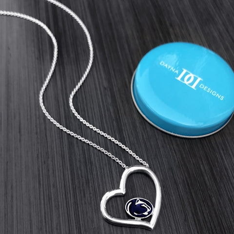 Penn State University Heart Necklace - Enamel