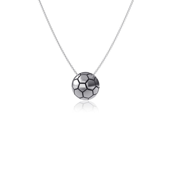 Soccer Ball Pendant Necklace - Silver