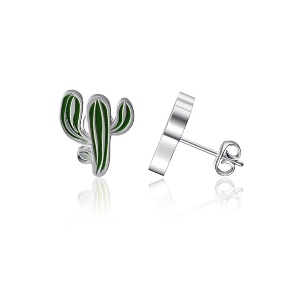 Cactus Stud Earrings - Enamel