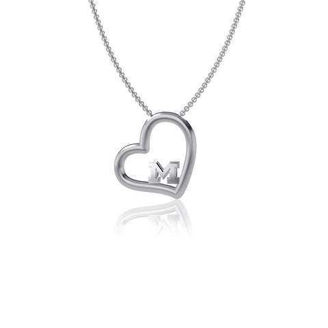 University of Michigan Heart Necklace - Silver