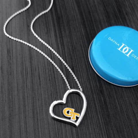 Georgia Tech Heart Necklace - Enamel