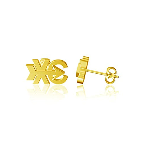 Cross Country Post Earrings - Gold Over Sterling Silver