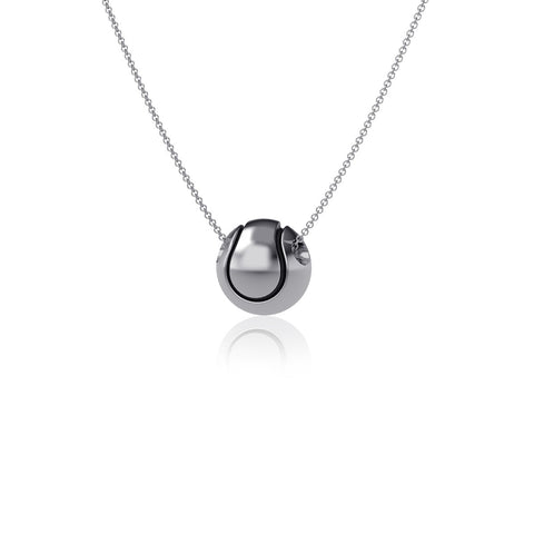 Tennis Ball Pendant Necklace - Silver