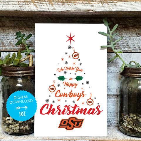 Oklahoma State Christmas Tree Card - Digital Download