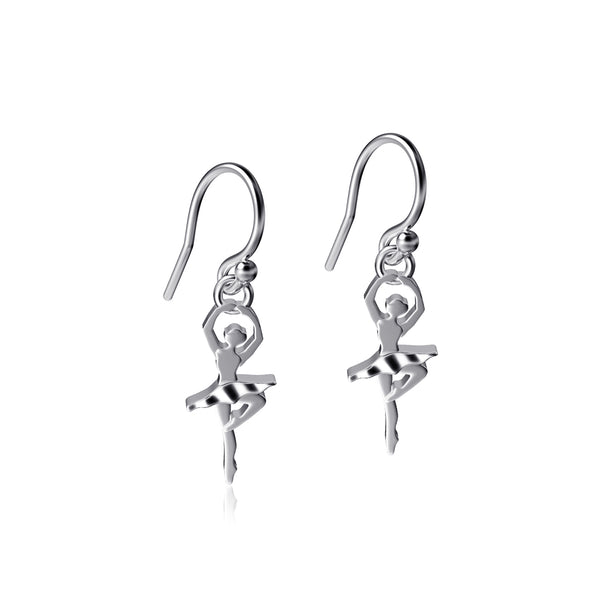 Ballet Dancer Dangle Earrings - Silver