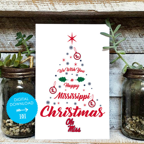 University of Mississippi Christmas Tree Card - Digital Download