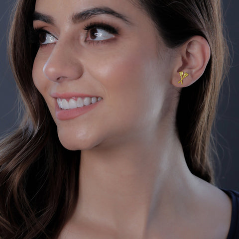 Crew Rowing Post Earrings - Gold Plated