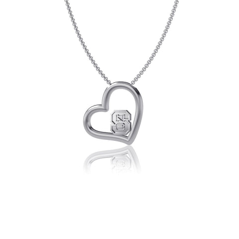 NC State University Heart Necklace - Silver