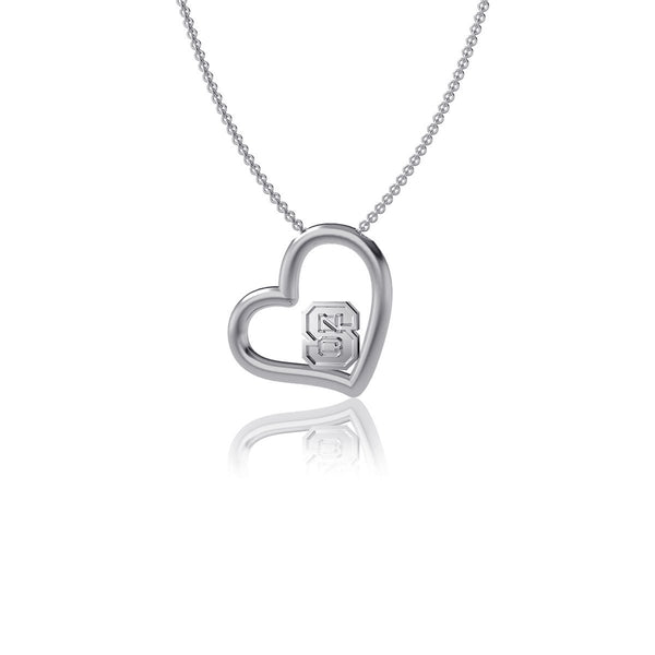 NC State University Heart Necklace - Silver