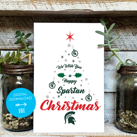 Michigan State Christmas Tree Card - Digital Download