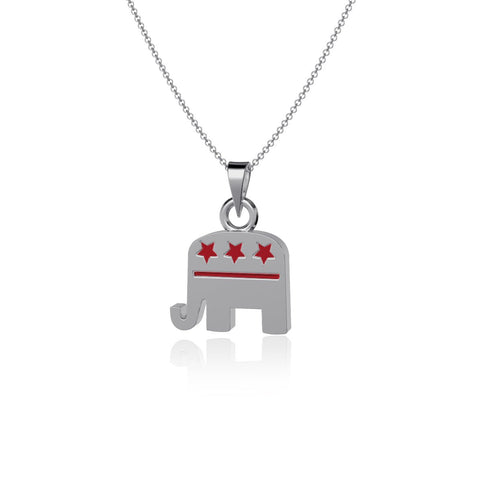 Elephant Pendant Necklace - Enamel