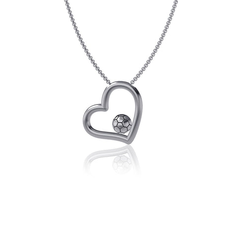 Soccer Ball Heart Necklace