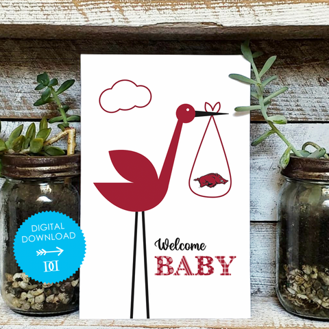 University of Arkansas Baby Card - Digital Download