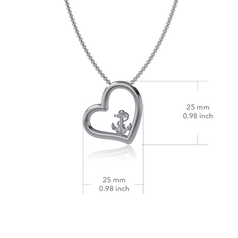 US Naval Academy Heart Necklace - Silver