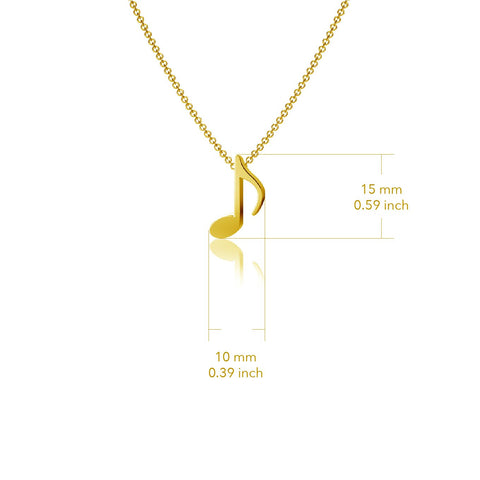 Music Note Pendant Necklace - Gold Plated