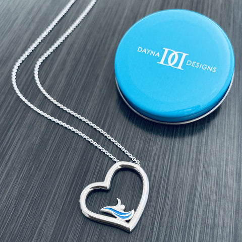 Swimming Heart Necklace - Enamel