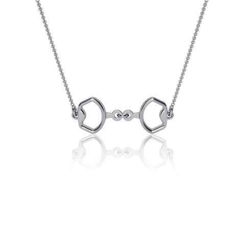 Horse Bit Equestrian Pendant Necklace - Silver