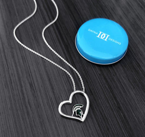 Michigan State University Heart Necklace - Enamel